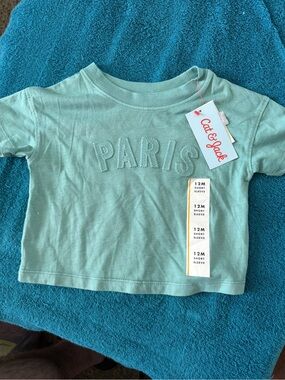 Cat & Jack Mint Green PARIS Short Sleeve Tee - 12M